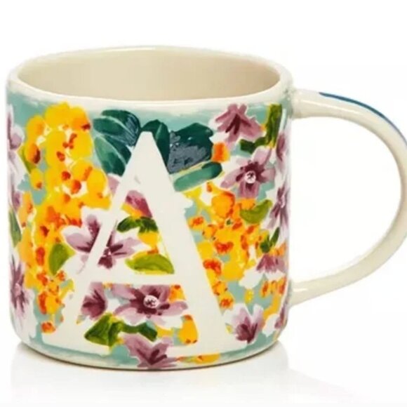 Anthropology "Dawn" Initial Mug Floral Pattern - Letter A - Picture 1 of 6